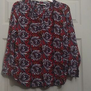 Ann Taylor Loft xs petite floral long sleeve blouse
